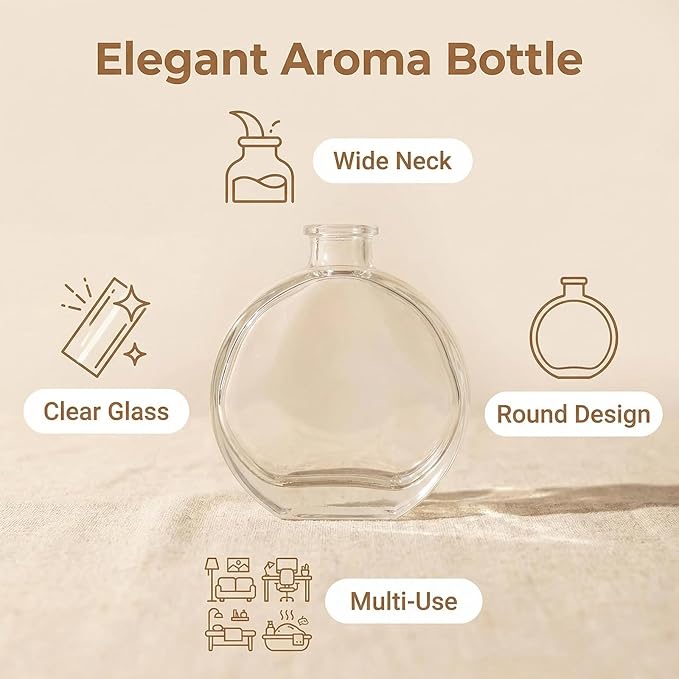 150ml/5OZ Clear Glass Diffuser Bottle Empty Refillable Aromatherapy Storage Container for Fragrance Essential Oils Crafts Decor