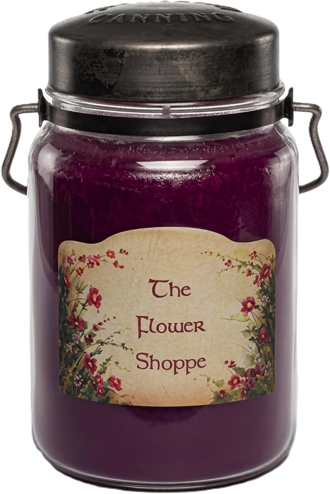 McCall’s Candles | Flower Shoppe | 26 oz Scented Candle | USA-Poured | Vintage Rustic Jar with Carrying Handle | Fresh Floral Bouquet Fragrance