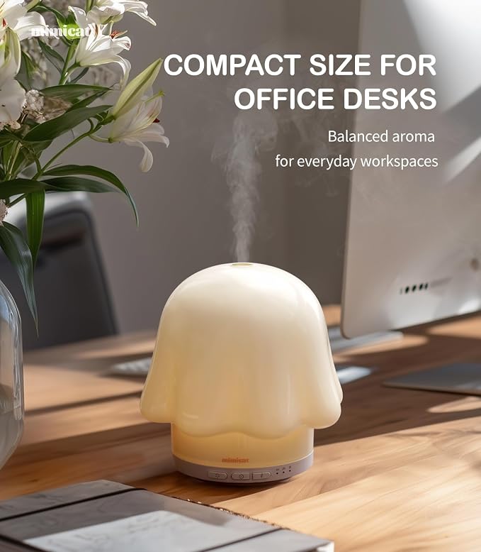 Essential Oil Diffuser for Home Glass: mimicat Timer 120ml Ultrasonic Cool Mist Aromatherapy Diffusers for Bedroom Office with Soft Night Light Cream White