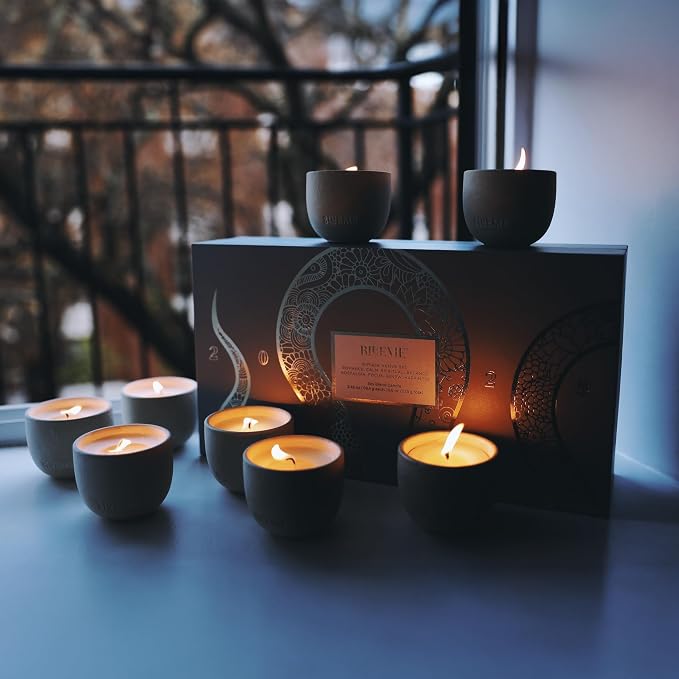Blueme 2025 Lunar New Year Candles | Romance, Calm, Spiritual, Happiness, Nostalgia, Focus, Renew, Balance | 8pk Votives Candles - Refillable Wellness Candles Made with Essential Oils | Votive 2 oz