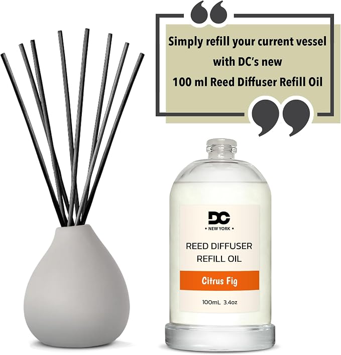 Daniella's Candles Reed Diffuser Refill Oil, Citrus Fig, Premium Fragrance Oil, Home Fragrance, Scented Oil for Reed Diffusers, Long Lasting, Bathroom, Office, 3.4oz/100ml