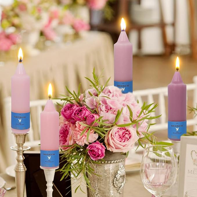 Smokeless Candlesticks Short Taper Candle,Unscented 5 Inches Gradient Pink Candle Sticks Dripless Tapered Candles for Home Décor Gifts