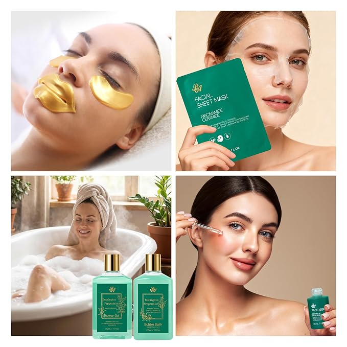 25 Pcs Mother's Day Gift, Eucalyptus Bath & Body Gift Set for Women, Hydrating Skin Care Set, Spa & Self Care Gift, Cosmetic Bag, Necklace, Christmas, Birthday, Anniversary, Mom, Wife