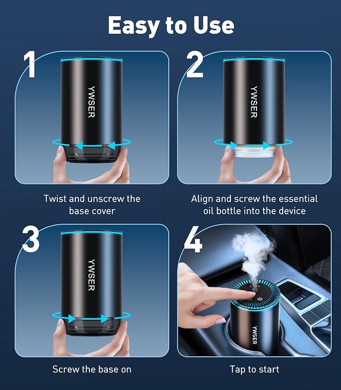 Smart Car Air Freshener, Car Air Freshener Diffuser with Starry Sky Projection and 50ml Perfume, Auto On/Off Intelligent, 3 Mode Adjustable Rechargeable Aroma Diffuser, Cologne