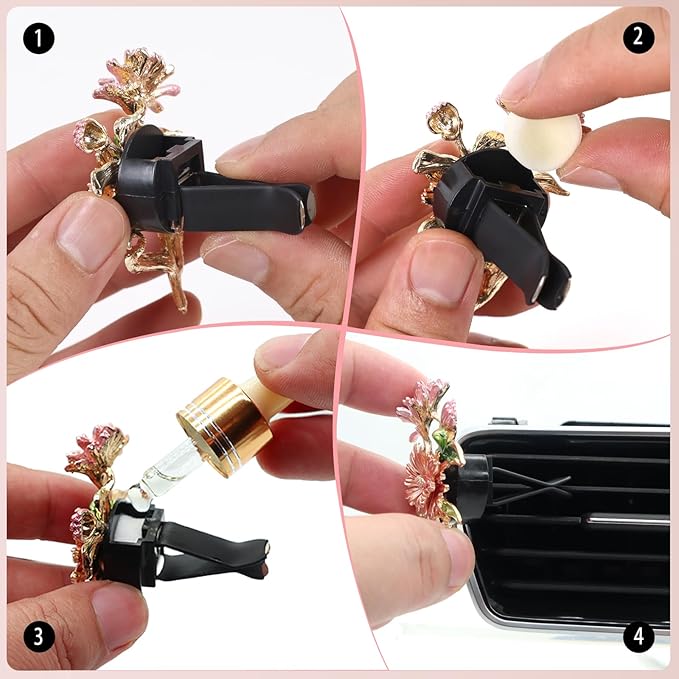 ORIESSE Frog Car Accessories, 2pcs Bling Tree Frog Air Vent Clips Car Air Fresheners,Cute Red Bow Tie Colorful Rhinestones Frog Car Decor,Refillable Diffuser