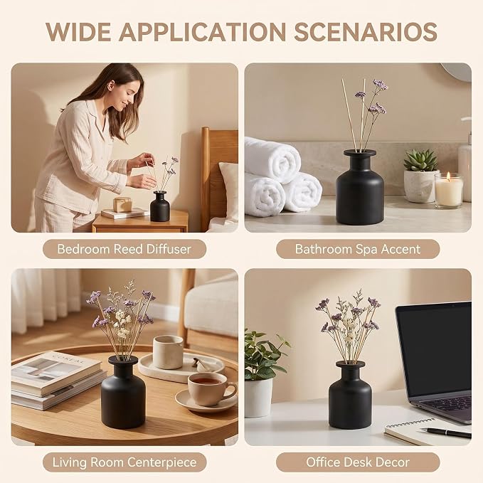 150ml 5oz Empty Glass Essential Oil Diffuser Bottle, Refillable Aromatherapy Fragrance Container, DIY Reed Diffuser Replacement Bottle for Home Office Decor