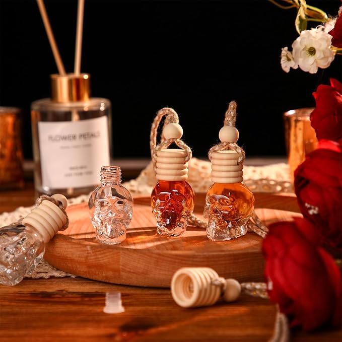 BBTO 100 Pcs Hanging Car Freshener Car Diffuser Bottles Empty Glass Perfume Bottle Freshener Diffuser Bottle Pendant for Essential Oil Fragrance Aromatherapy Ornament (Clear)