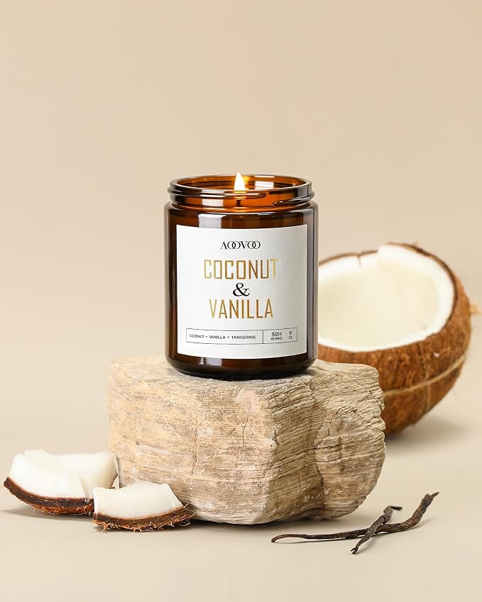 AOOVOO Coconut Vanilla Candles - 36 oz Scented Candles, Aromatherapy Candle, Soy Candle for Home Scented