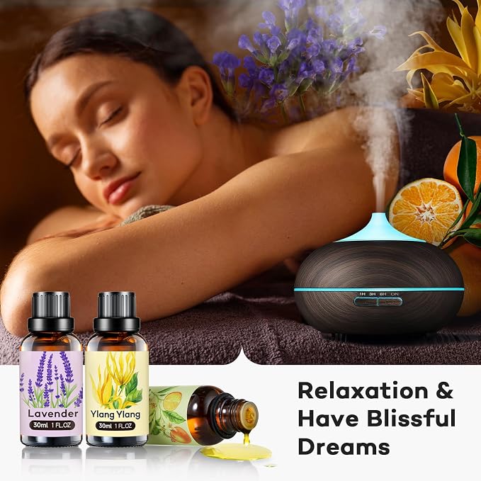 Umisleep High-Potency Essential Oils Set for Better Sleep & Relaxation - Long-Lasting Essential Oils for Diffusers, Aromatherapy, Humidifiers, Lavender, Sweet Orange, Ylang-Ylang, 3 x 30 ml, Gift Set