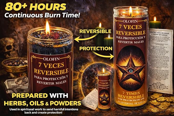 Reversible Ritual Candle – Prepared Spiritual Candle with Prayer – Red & Black Dual-Action Protection & Reversal Veladora – Hoodoo & Conjure Ritual Supply for Cleansing, Protection & Return Intent