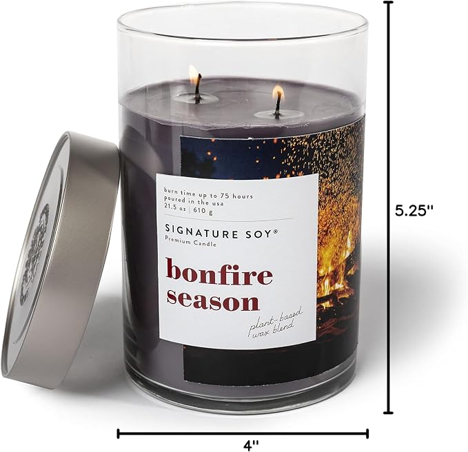 Signature Soy Lidded Bonfire Season Scented Candle, Extra Large Jar