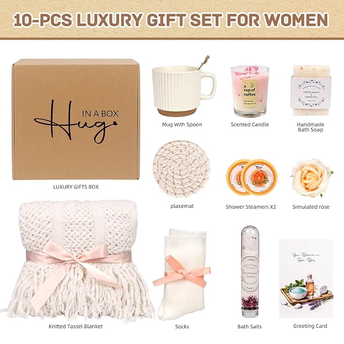Birthday Gift for 40 50 60th Women Get Well Soon Self Care Package Unique Spa Gift Basket Set Thank You Gifts for Mom Grandma Wife Best Friend Sister Her Mothers Day