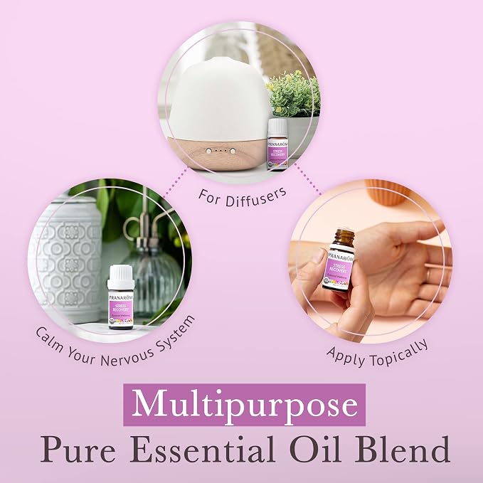 Pranarom - Stress Recovery Essential Oil Blend (5ml) - Lavender, Bergamot, Clary Sage, and Rose Geranium - 100% Pure Essential Oil for Diffusing and Wellness | USDA and ECOCERT Certified Organic