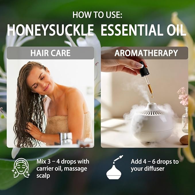 Honeysuckle Essential Oil, Honeysuckle Fragrance Oil for Diffuser, Massage, Humidifier, DIY Candle, Soap Making, Home, Bath, Yoga - 4 fl oz (120ml) - ZODION Essential Oils