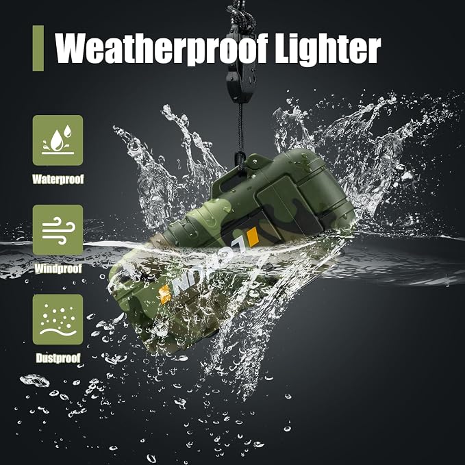 LcFun USB Rechargeable Electric Arc Lighters Windproof Plasma Lighter with LED Battery Display, Waterproof Matches with Flashlight for Camping, Survival Tactical Gear