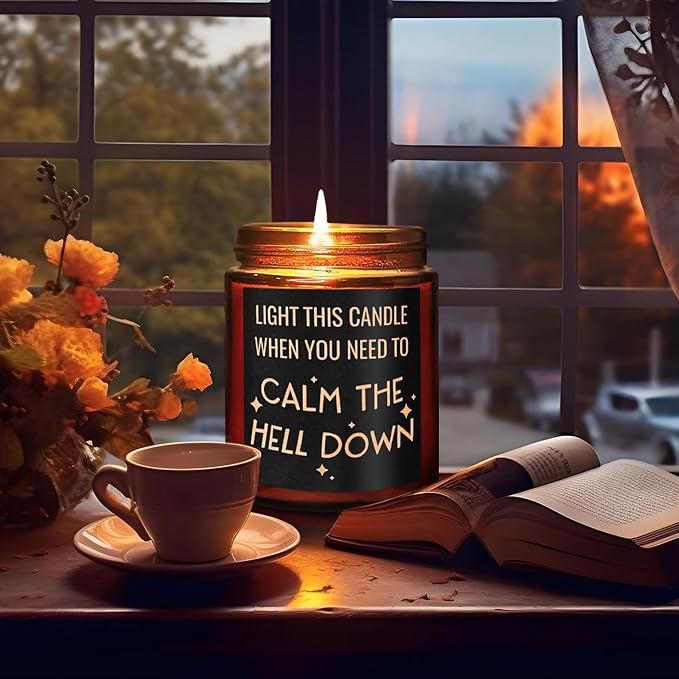Calming Candles - Funny Relaxing Gift for Her - Calm Down, Relax Gifts for Women Men - Birthday Gift for Friend Coworker Bestie Sister - Aromatherapy, Anxiety Stress Relief Soy Jar Candle