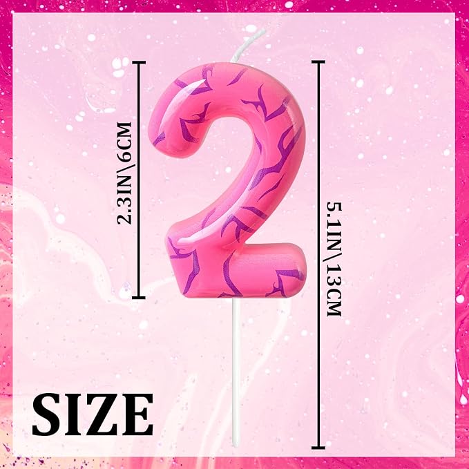 Number 2 Birthday Candle for Cake – Pink Gradient Number Candle with Mystic Rune Pattern, Decorative Cake Topper for Anniversary & Celebration