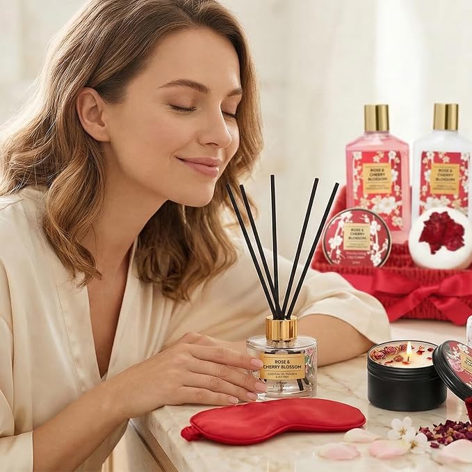 Spa Gifts for Women, Skin Care Gift Set - Rose Spa Gift Baskets for Women