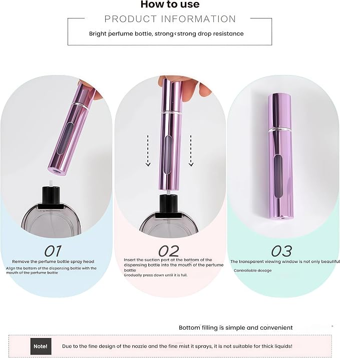 3PCS Travel Perfume Bottle Refillable Atomizer, Portable Atomizer Bottle Refillable Perfume Spray,Refill Pump Case for Traveling and Outgoing (8ml)
