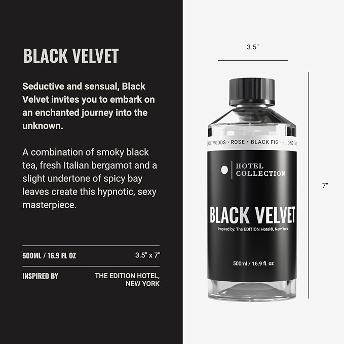 Hotel Collection Diffuser Oil - Black Velvet - Aromatherapy Essential Fragrance Oil - Blonde Woods, Rose, and Black Fig - 500ML 16.9 Fl oz