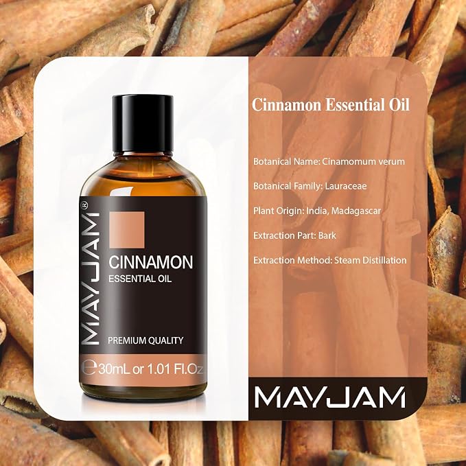 Cinnamon Essential Oil 30ml/1.01fl.oz, MAYJAM Premium Cinnamon Oils with Glass Dropper, Perfect for Diffusers Home Office Use