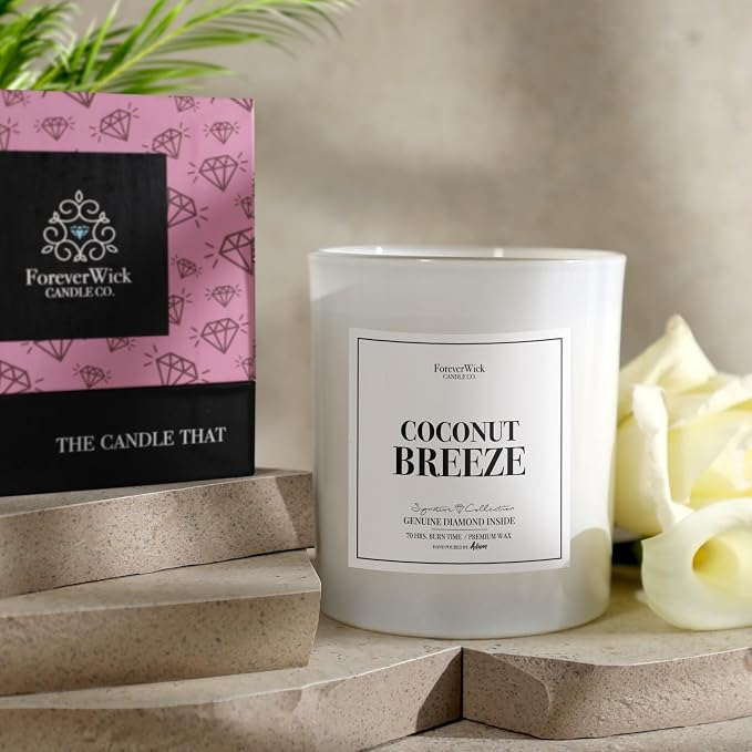 Foreverwick Coconut Breeze Candle | Gifts for Women | Valentines Gifts | Aromatherapy Candle for Bath, Destress & Clearance | Strong Scented Candles for Decor | 14 oz & 70 Hours Burning Time