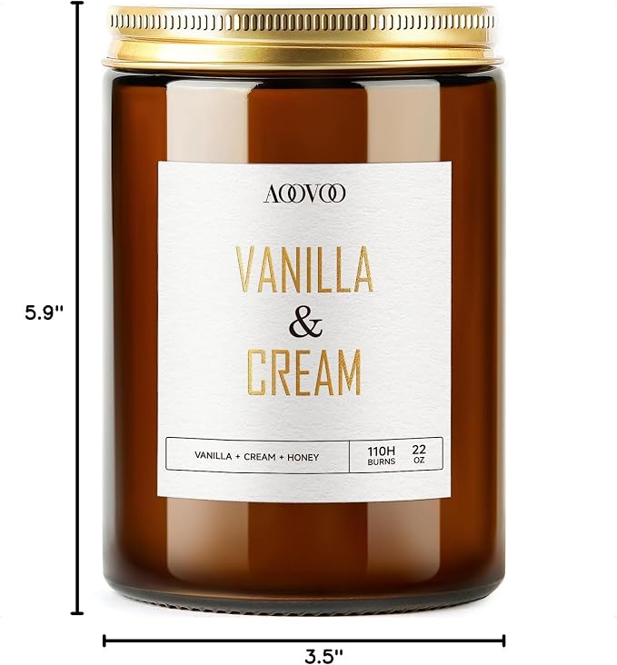 AOOVOO Vanilla Cream Candles - 22 oz Scented Candles, Aromatherapy Candle, Soy Candle for Home Scented