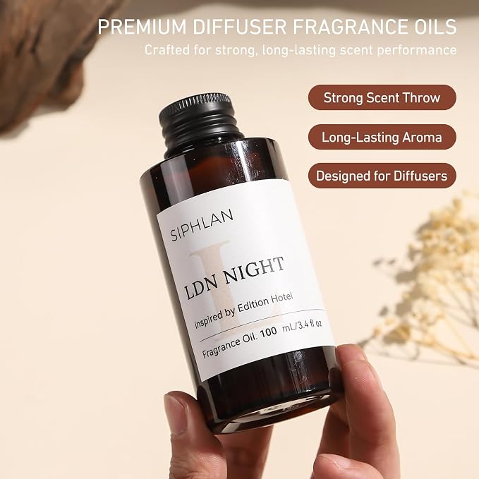 LDN Night Hotel Collection Diffuser Oil – 100mL Luxury Aromatherapy Essential Oil for Diffusers & Waterless Diffusers – Premium Fragrance for Home & Office