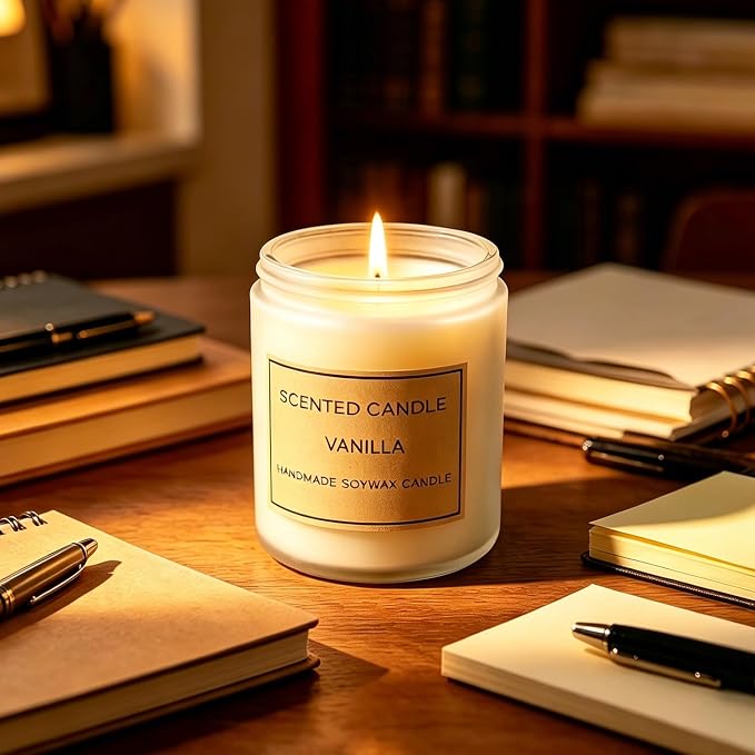 Vanilla & Orange Scented Candle, Vanilla Candle, Candles for Home Scented, Candles for Women, Natural Soy Wax, 7 OZ 40 Hours Burning