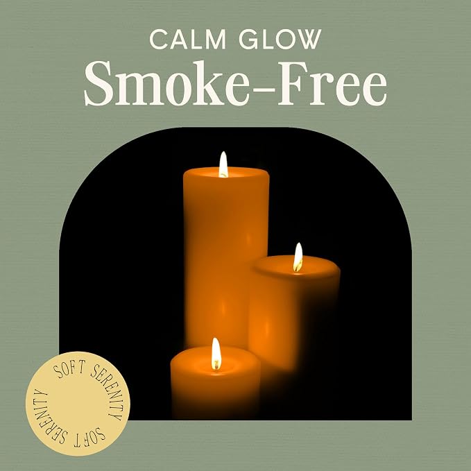 Mister Candle Unscented Dripless Pillar Candles Set of 3, Hand Poured 3 Inch Candles, Premium Wax, Decorative Pillar Candles, (3" x 4", 3" x 6", and 3" x 9", Orange)