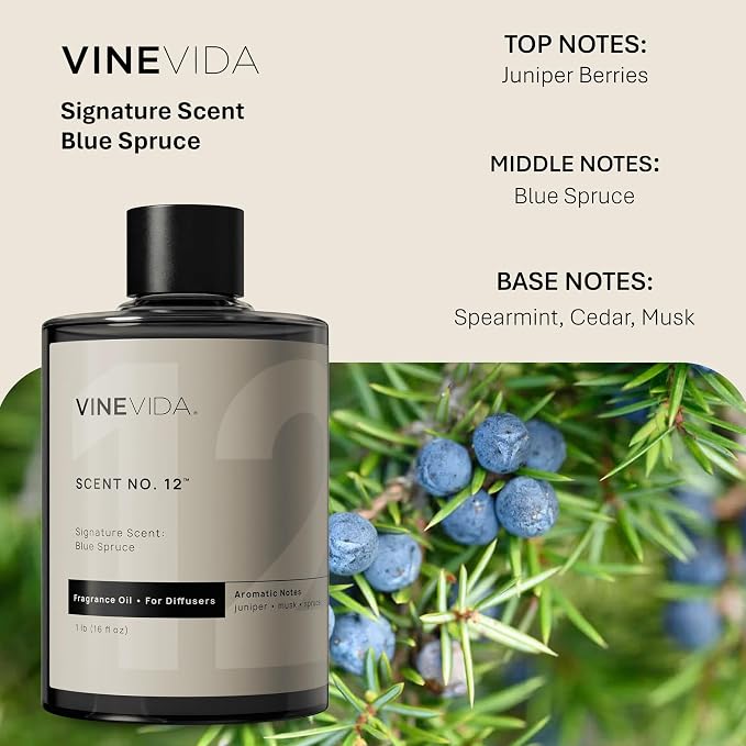 VINEVIDA [16 Fl Oz] Blue Spruce Fragrance Oil for Cold Air Diffusers, Essential Oils for Diffuser Oil Refill & Air Freshener Room Spray
