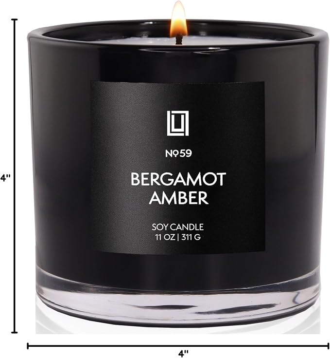 Lulu Candles | Bergamot & Amber | Smells Like Citrus & Amber | Luxury Scented Soy Jar Candle | Hand Poured in The USA | Highly Scented Long Lasting (11 Oz.)