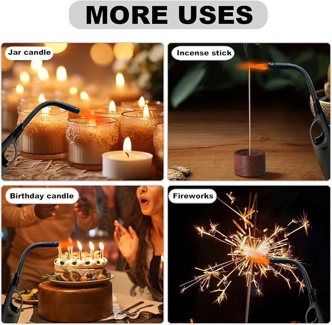 4 Pack Lighter Refillable Butane Lighters, Long Lighters for Candle Camping Fireplace Party BBQ Grill(Fuel Not Included)