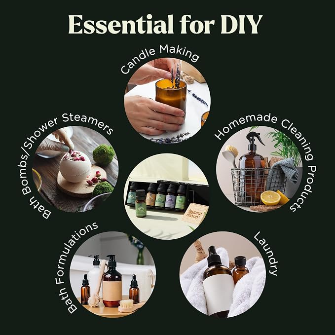 Lagunamoon Top 6 Blends Essential Oil Set (10ml) and 16 Pcs Premium Grade Home Essentials Oils (10ml) - for Diffusers, Home Care, Candle Making Scents, Fragrance, Aromatherapy, Humidifiers, Gifts