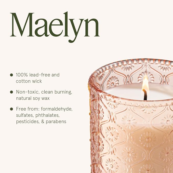 LA JOLIE MUSE Citrine Pink Peony Scented Candles for Home, Soy Wax 40 Hrs | Luxury Jar Candles, Clean Non Toxic, Gift for Women, Decorative Candles for Candle Warmer,Pretty Candle, Floral Citrus