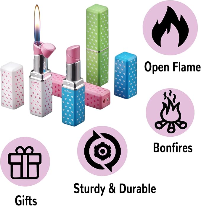 Pretty Cute Lighter Butane, Carving Soft Flame Lighter, Unique for Women Candles Gifts Camping BBQ (No Butane Fule) (02#)