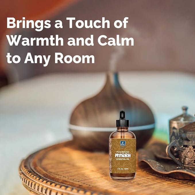 GM Gumili Myrrh Essential Oil 4 Oz, 100% Pure Natural Myrrh Oil for Diffuser, Skin, Hair, Body & Face, Massage, DIY & Home Use