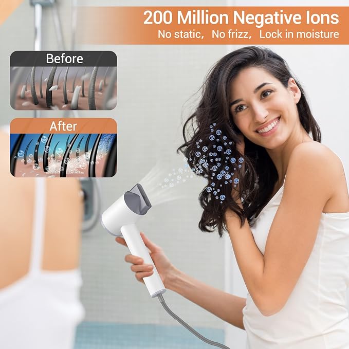 1600W Ionic Hair Dryer With LED Display & Magnetic Nozzle, Portable for Women, Travel, Salon, Home, Cream White, HC03