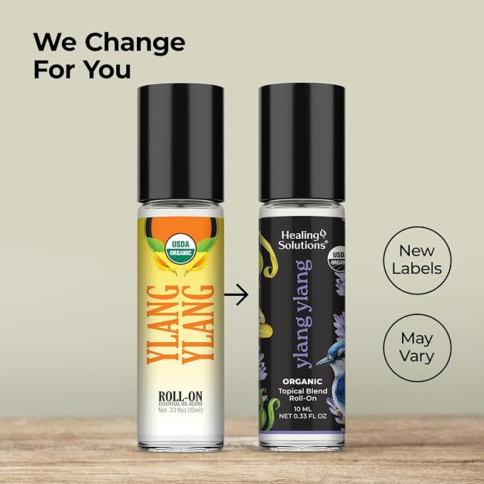 Healing Solutions (2 Pack) USDA Certified Organic Ylang Ylang Perfume Roll-On - Ylang Ylang Essential Oil Roller for Skin & Sleep