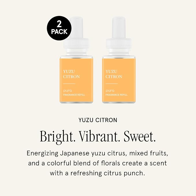 Pura Smart Home Scent Refill - Long-Lasting Premium Fragrance per Refill - Clean Diffuser Fragrance for Home, Office & Apartment - 2 Pack, Yuzu Citron