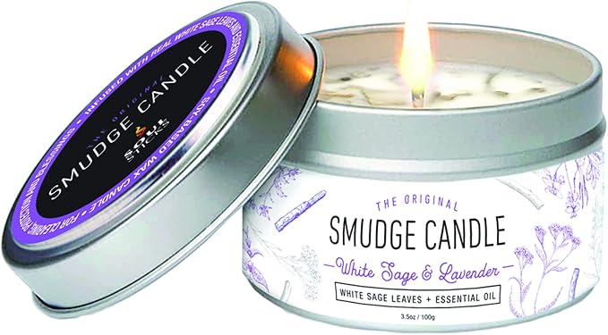 SOUL STICKS Smudge Candle for Cleansing House, Meditation, Chakra Healing, Aromatherapy (White Sage & Lavender)