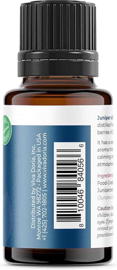Viva Doria Juniper Essential Oil, 100% Pure, Natural Essential Oil, Undiluted, for Aromatherapy | Food Grade, 15 mL (0.5 Fluid Ounce)