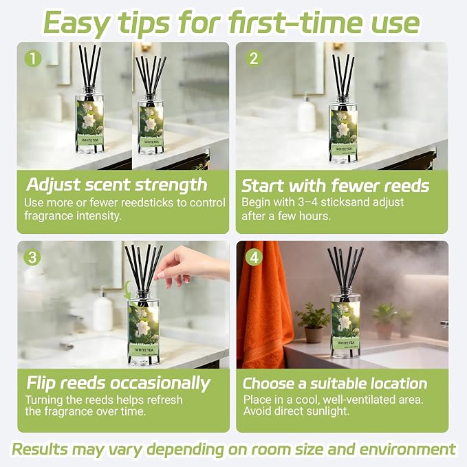 SCENTORINI Reed Diffuser Oil Refill, White Tea Diffuser Oil 6.76 Fl Oz, Natural Scented Essential Oil Refill Long Lasting Summer Home Fragrance for Room Spa Aromatherapy Bathroom Home Decor