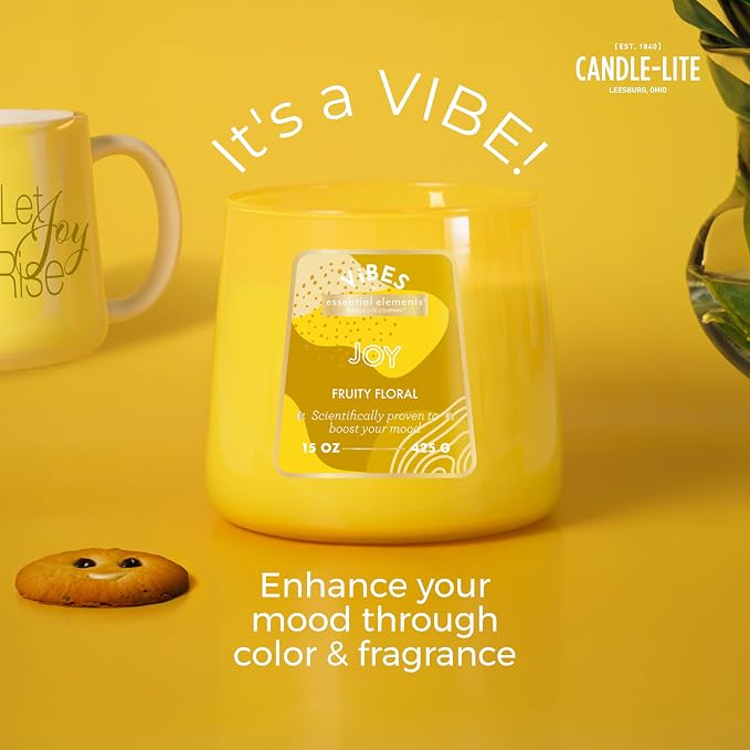 Candle-Lite Vibes Vanilla Coconut Mood-Enhancing Scented Candles, 15 oz Jar, Aromatherapy, Proudly Poured in The USA, 2-Wick, 86 Hours Burn Time, Perfect Relaxation Gift