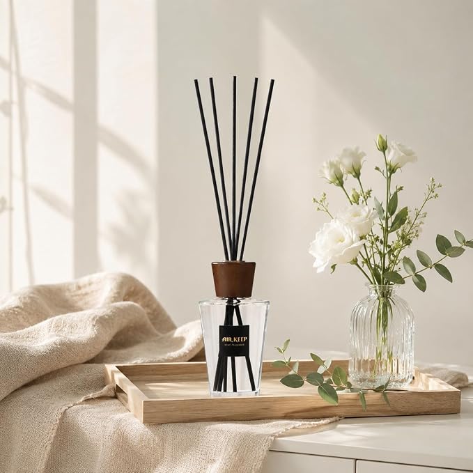 Airkeep Reed Diffuser Set, Lavender Eucalyptus 5.1 fl oz (150 ml), Long Lasting Home Fragrance with Reed Diffuser Sticks, Decorative Room Diffuser for Bathroom, Bedroom, Living Room & Office