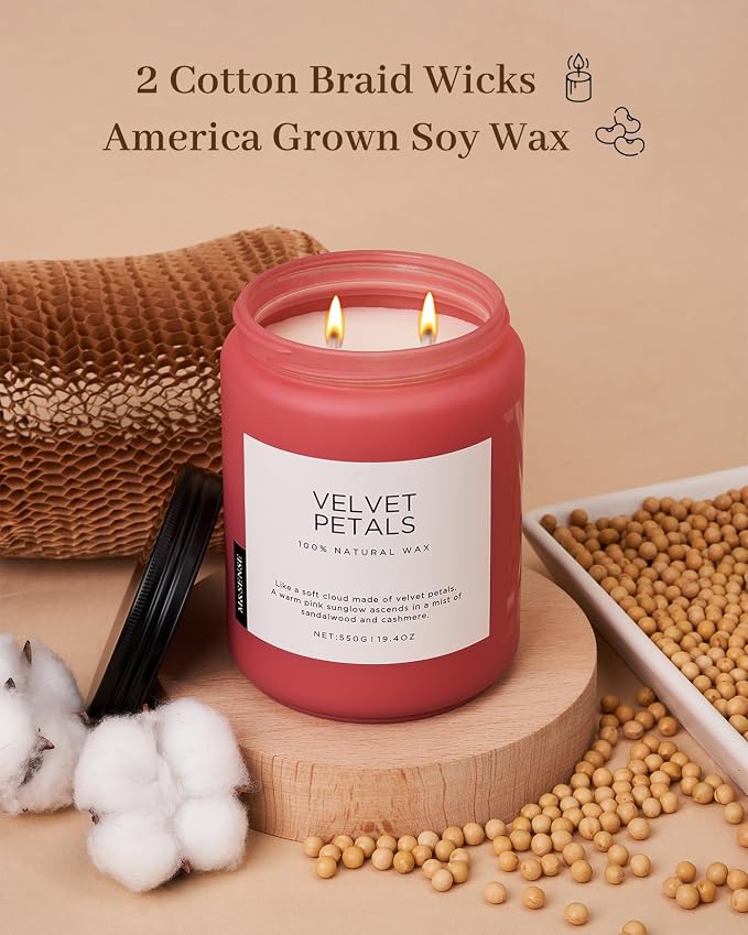 M&SENSE Sandalwood Rose Scented Candle, 19.4oz Large Soy Wax Candle for Home, 110 Hour Long-Lasting Non-Toxic Floral Aromatherapy Candle, Relaxing Self-Care Graduation Gift for Friends Daughter Son