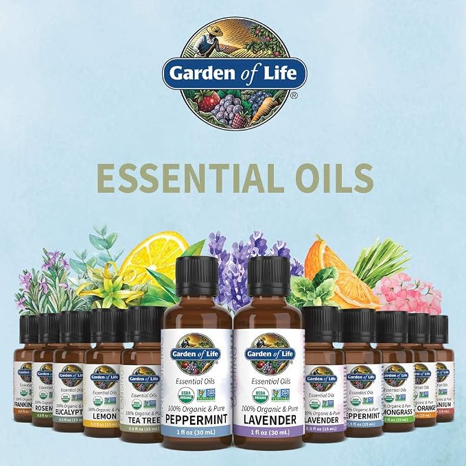Garden of Life Tea Tree Essential Oil – 100% Pure Essential Oil for Diffuser, Aromatherapy, Meditation, Purifying and Refreshing, USDA Organic, Non-GMO, 0.5 fl oz