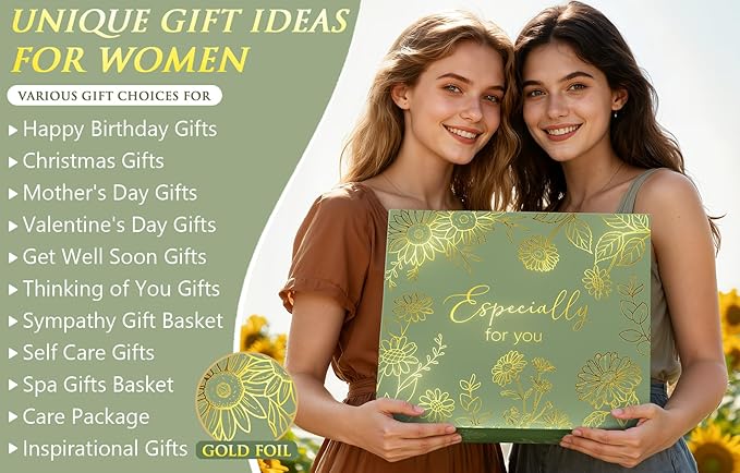 Birthday Gifts for Women Self Care Get Well Soon Gift Baskets, Spa Care Package Thinking of You Gift Set, Sympathy Inspirational Christmas Sunflower Gifts for Women Her Mom Friend Sister Wife Teacher