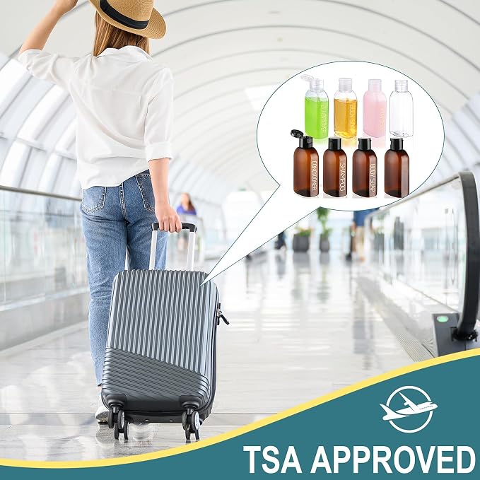 Cosywell Travel Bottles for Toiletries 8PCS 3.4oz TSA Approved Containers - Leak Proof Empty Lotion Bottles With Flip Cap for Shampoo and Toiletries