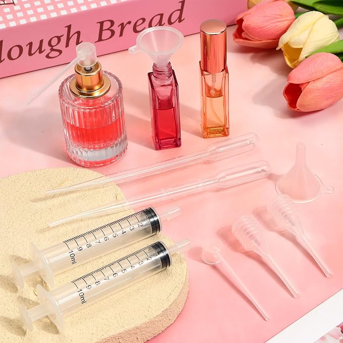 50pcs Perfume Refill Tool Kit,Plastic Perfume Dispenser Transfer Tools,Travel Refill Tool Set for Liquid Cologne Fragrance Sample Essential Oils (Clear, 10ml/50pcs)